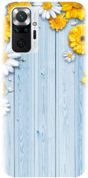 Husa din silicon compatibila cu Xiaomi Redmi Note 10 Pro - model Sunflower On Blue Wood