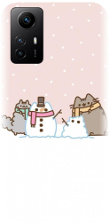 Husa din silicon compatibila cu Xiaomi Redmi Note 12s 4g - model Cat And Snowman 