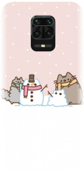 Husa din silicon compatibila cu Xiaomi Redmi Note 9 Pro - model Cat And Snowman 