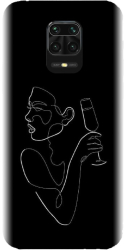 Husa din silicon compatibila cu Xiaomi Redmi Note 9 Pro - model Line Art Champagne 