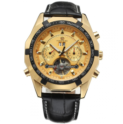 Ceas Forsining curea din piele neagra calendar complet mecanism automatic-mecanic stil Fashion + cutie cadou 