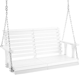Leagan din lemn de cedru 2 persoane Alb Lanturi si accesorii prindere 1240x710x600 mm max 362 kg 