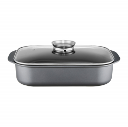 Tava pentru prajit AMBITION Verso 40x25cm 6.5L cu capac sistem Aroma Knob invelis Qualum Ceramic