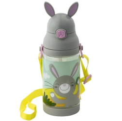Bidon cu pai AMBITION JUNIOR Orsi 420ml tip gentuta pentru copii design iepuras 