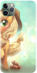 Husa din silicon compatibila cu Apple iPhone 11 Pro Max - model Cute pony AppleJack 