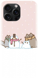 Husa din silicon compatibila cu Apple iPhone 15 Pro Max - model Cat And Snowman 