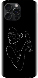 Husa din silicon compatibila cu Apple iPhone 15 Pro Max - model Line Art Champagne 