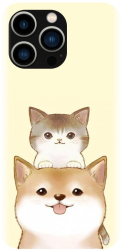 Husa din silicon compatibila cu Apple iPhone 15 Pro - model Two Cat 