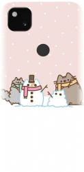 Husa din silicon compatibila cu Google Pixel 4a - model Cat And Snowman 