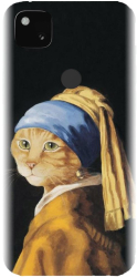 Husa din silicon compatibila cu Google Pixel 4a - model Cat With A Pearl Earring 