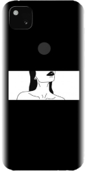 Husa din silicon compatibila cu Google Pixel 4a - model Line Art Buze Negre 