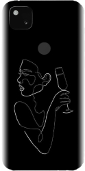 Husa din silicon compatibila cu Google Pixel 4a - model Line Art Champagne 