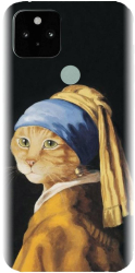 Husa din silicon compatibila cu Google Pixel 5 - model Cat With A Pearl Earring