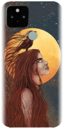 Husa din silicon compatibila cu Google Pixel 5 - model Fantasy Wolf Woman 
