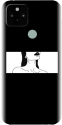 Husa din silicon compatibila cu Google Pixel 5 - model Line Art Buze Negre 