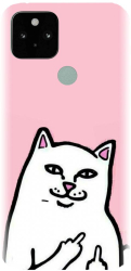 Husa din silicon compatibila cu Google Pixel 5 - model White Cat 