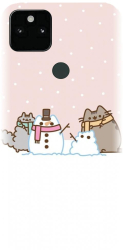 Husa din silicon compatibila cu Google Pixel 5XL - model Cat And Snowman 