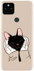 Husa din silicon compatibila cu Google Pixel 5XL - model Th Black Cat In Hands 