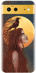 Husa din silicon compatibila cu Google Pixel 6 - model Fantasy Wolf Woman 