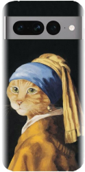 Husa din silicon compatibila cu Google Pixel 7 Pro - model Cat With A Pearl Earring 