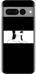 Husa din silicon compatibila cu Google Pixel 7 Pro - model Line Art Buze Negre 