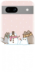 Husa din silicon compatibila cu Google Pixel 7a - model Cat And Snowman 