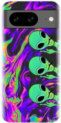 Husa din silicon compatibila cu Google Pixel 8 - model Trippy Aliens 