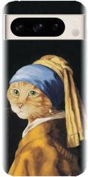 Husa din silicon compatibila cu Google Pixel 8 Pro - model Cat With A Pearl Earring 