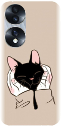 Husa din silicon compatibila cu Huawei Honor 70 - model Th Black Cat In Hands 