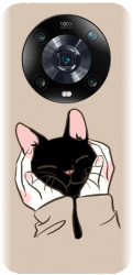 Husa din silicon compatibila cu Huawei Magic 4 Pro - model Th Black Cat In Hands 