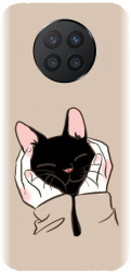 Husa din silicon compatibila cu Huawei Nova 8i - model Th Black Cat In Hands 