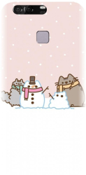 Husa din silicon compatibila cu Huawei P9 Plus - model Cat And Snowman 