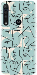 Husa din silicon compatibila cu Motorola One Macro - model Line Art Pattern 