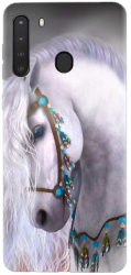 Husa din silicon compatibila cu Samsung Galaxy A21 - model White Horse 