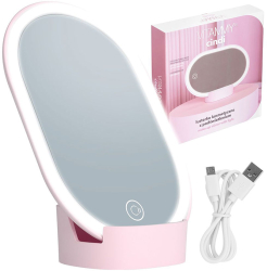 Oglinda cosmetica iluminata Vitammy Cindi cu reglare in orice unghi baza detasabila cablu mini USB
