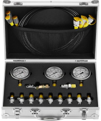 Set pentru testarea presiunii hidraulice 250/400/600 bar 3 manometre 11 cuplaje 3 furtunuri