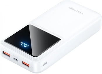Acumulator extern Vention 20.000 mAh/74Wh 22.5W 2 x USB; 1 x USB Type-C 1 x Micro USB digital display pt. status baterie max. 3A Alb