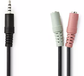 Adaptor audio pentru casti Jack 3.5 mm tata - 2x 3.5 mm mama 0.2m negru NEDIS 