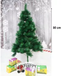 Brad artificial de Craciun tip pin clasic pentru interior/exterior inaltime 90 cm Flippy verde suport de plastic inclus 
