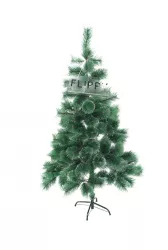 Brad artificial de Craciun tip pin inzapezit inaltime 150 cm diametru 85 cm 160 ramuri cu ace 3D 12 cm Flippy verde cu varfuri ninse 