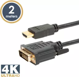 Cablu 24+1 DVI-D la HDMI 2m cu conectoare placate cu aur delight 