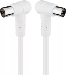 Cablu Coaxial 75ohmi Dublu ecranat 80dB mama-tata cu mufe cotite 1.5m 5.3mm alb Goobay 67353 