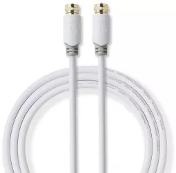 Cablu coaxial Nedis F tata - F tata 2m alb cupru dublu izolat 