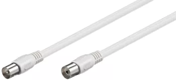 Cablu COAXIAL TV antena 2m mama-tata 75 ohm clasa A 85DB Dublu ecranat CCS alb 66614 Goobay 
