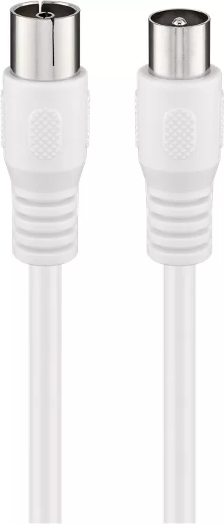 Cablu COAXIAL TV antena 3m mama-tata 75ohmi clasa A 85dB Dublu ecranat CCS alb Goobay 66615 