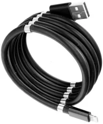 Cablu de incarcare rapida Flippy USB compatibil Iphone cu absorbtie magnetica 1 m negru 