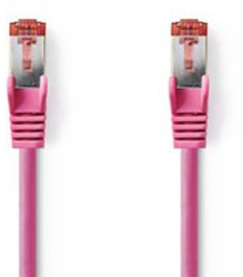 Cablu de retea CAT6 - Mufa RJ45 - Mufa RJ45 - S/FTP - 20.0 m - Rotund - LSZH - Roz - Punga de plastic