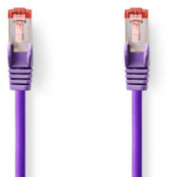 Cablu de retea CAT6 - Mufa RJ45 - Mufa RJ45 - S/FTP - 3.00 m - Rotund - LSZH - Violet - Punga de plastic 