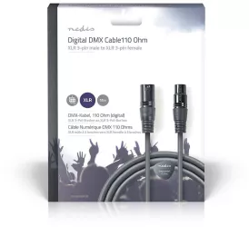 Cablu digital DMX 110 Ohm XLR 3 Pini tata - XLR 3 Pini mama 15m gri Nedis 