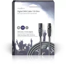 Cablu digital DMX 110 Ohm XLR 3 Pini tata - XLR 3 Pini mama 20m gri Nedis 